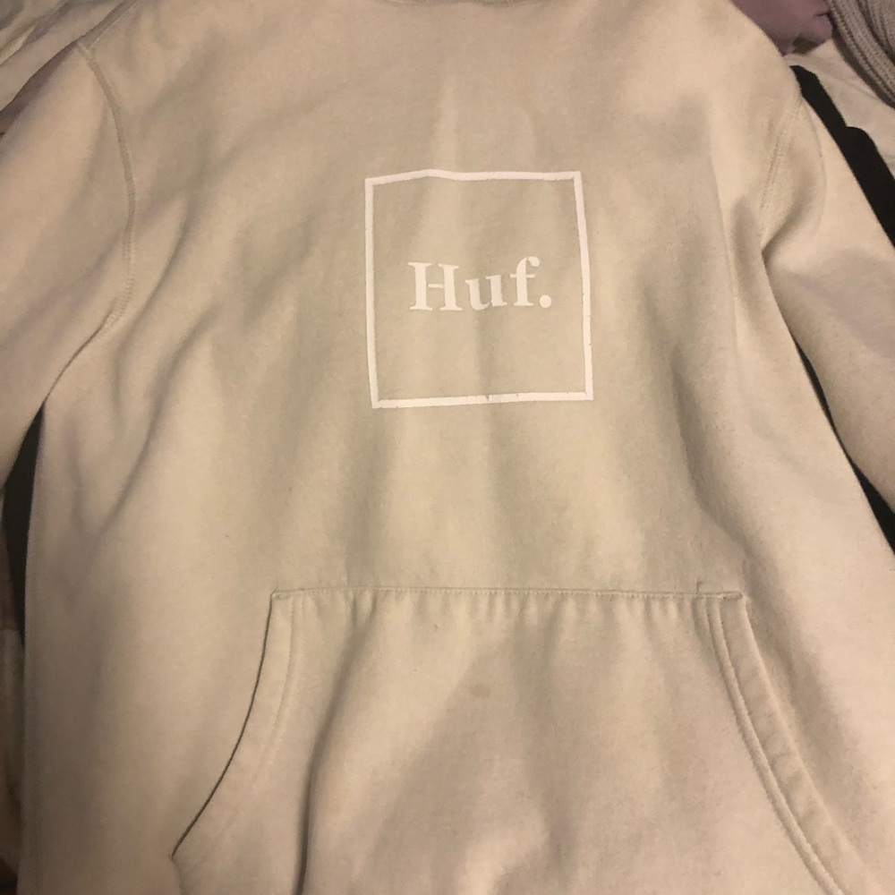 HUF hoodie beige colour thick women large long sleeve hoodie white